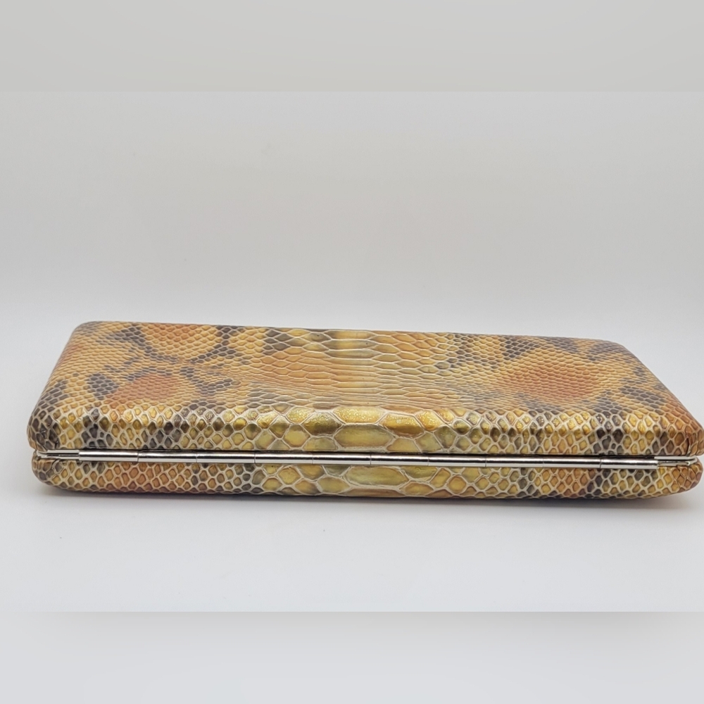 ABAS Clutch Wallet Vintage Leather Snakeskin Metallic Frame **RARE FIND - Picture 7 of 15